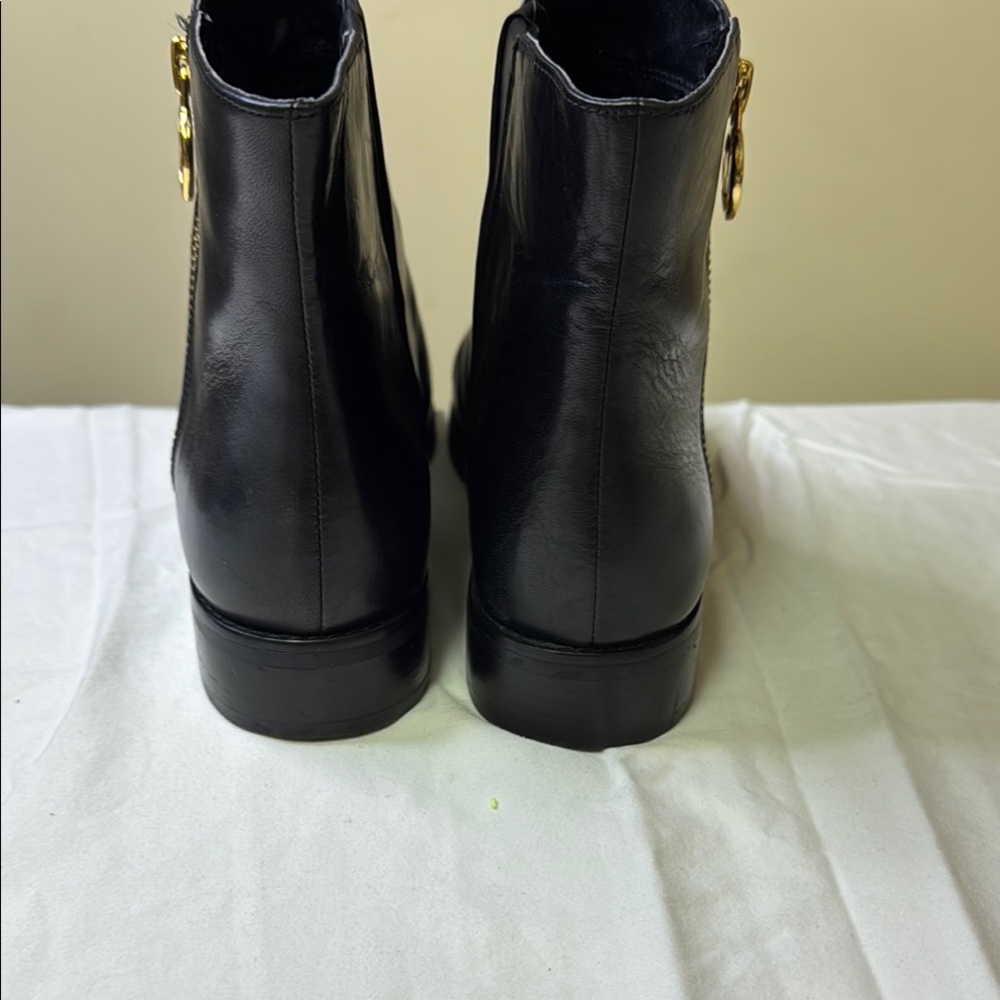 Michael Kors Black and Gold Ankle Booties with Streamlined Silhouette - Picture 5 of 11